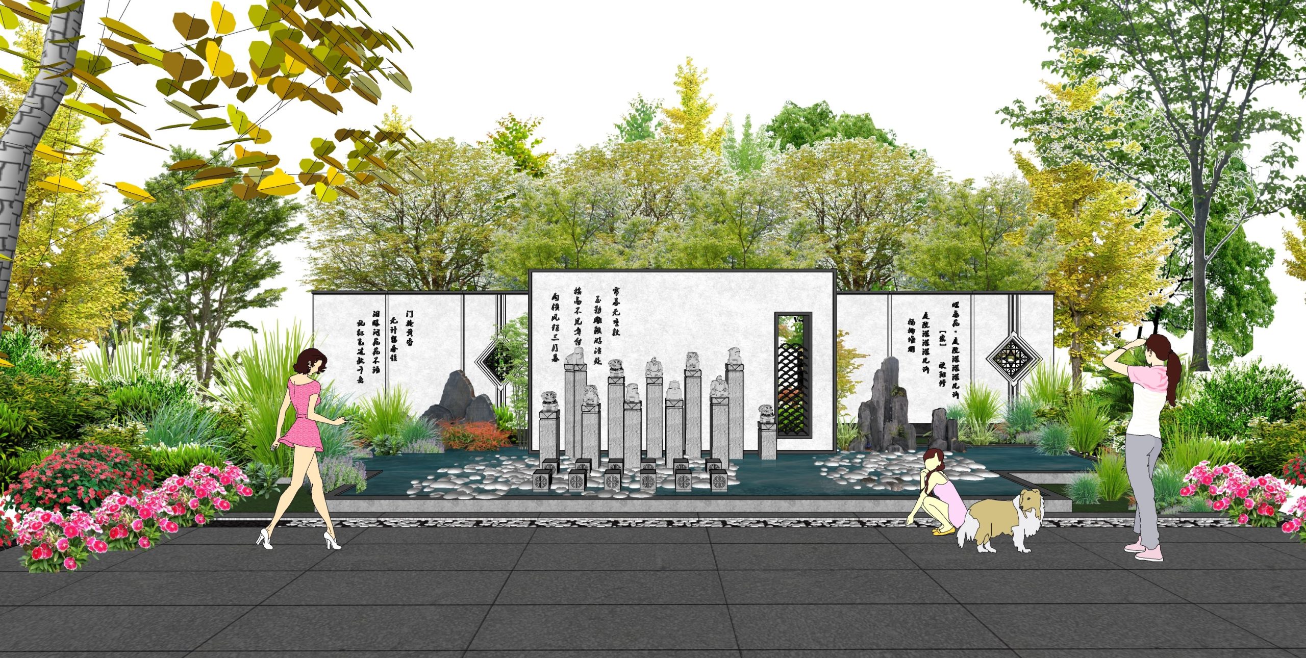 图片[2]-江南风新中式景墙su模型2 - 由甫网-由甫网